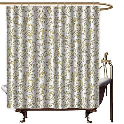 Amazon Com Godves Large Shower Curtain Gold Cottage Decor Paisley