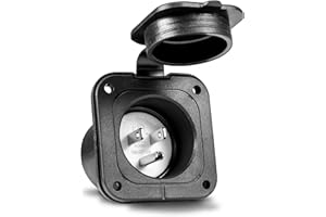 ONLINE LED STORE True Mods 15A Flanged Inlet Shore Power Supply Receptacle Plug for RV Camper Boat Trailer [NEMA 5-15 125V] [Low-Profile] [Waterproof] [For 3/14AWG Power Wires] [ETL Approved] [UV Resistant]