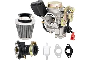 ASDFGHT 139QMB Carburetor Fit for 49CC 50CC GY6 4 Stroke Scooter Taotao Kymco Go Kart PD18J PD19J Moped Engine 18mm carb+ Intake Manifold Air Filter -139QMB Carburetor 50CC Scooter