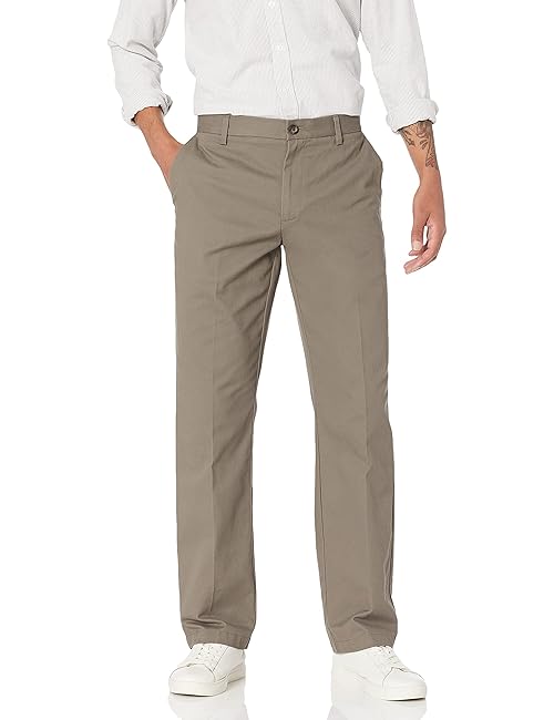 Amazon Essentials Men's Classic-Fit Wrinkle-Resistant Flat-Front Chino Pant (Available in Big & Tall), Dark Brown, 33W x 34L