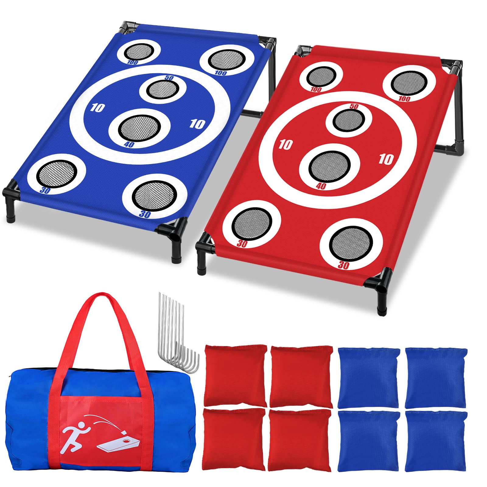 Photo 1 of Cornhole Board Set 3x2 Ft with 8 Bean Bags and Carrying Bag Corn Hole Games Portable Cornhole Set for Indoor and Outdoor Ideal for Kids, Adults, Camping Travel,Parties,Beach, Yard
