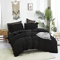 Luxlovery Black Ruffle Comforter Set California