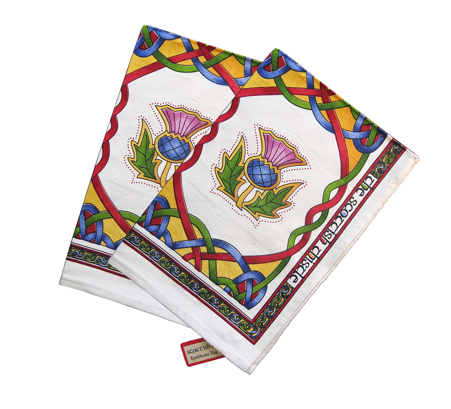 Royal Tara Set of 2 Irish Tea Towel with Celtic Knots Design -100% Cotton (Scottish Emblems)