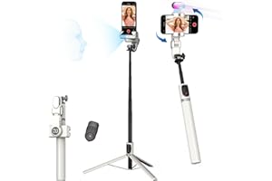 AOCHUAN Auto Face Tracking Tripod 360 Rotation w/Remote Control,Single-axis Phone Gimbal for iPhone Android w/RGB Light,Phone Tripod Follow You for Video Recording,TikTok Vlogging(M2Pro White)