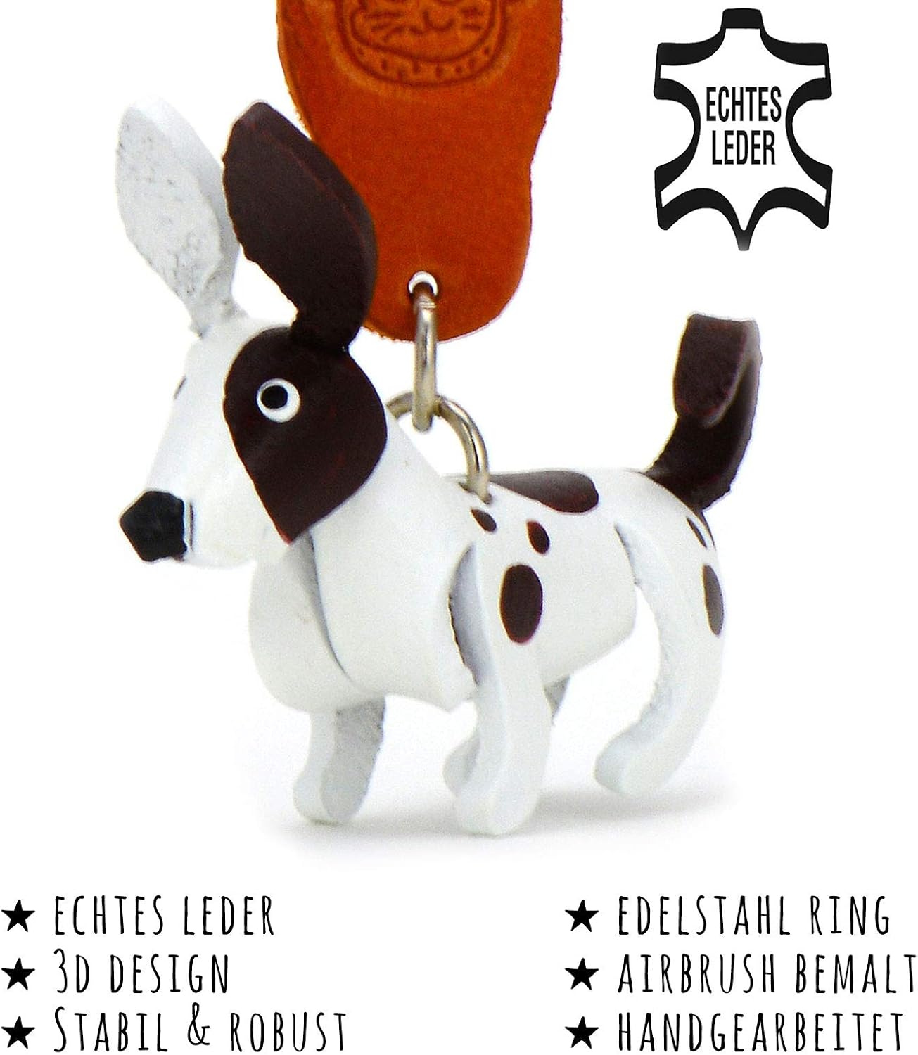 MONKIMAU Leather Keyring Chihuahua Dog, White, S - Image 3