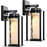 LED Dusk to Dawn Outdoor Light Fixtures - 2 Packs Modern Porch Lighting with Attractive Glass, 13W 3000K LED Exterior Sconce 