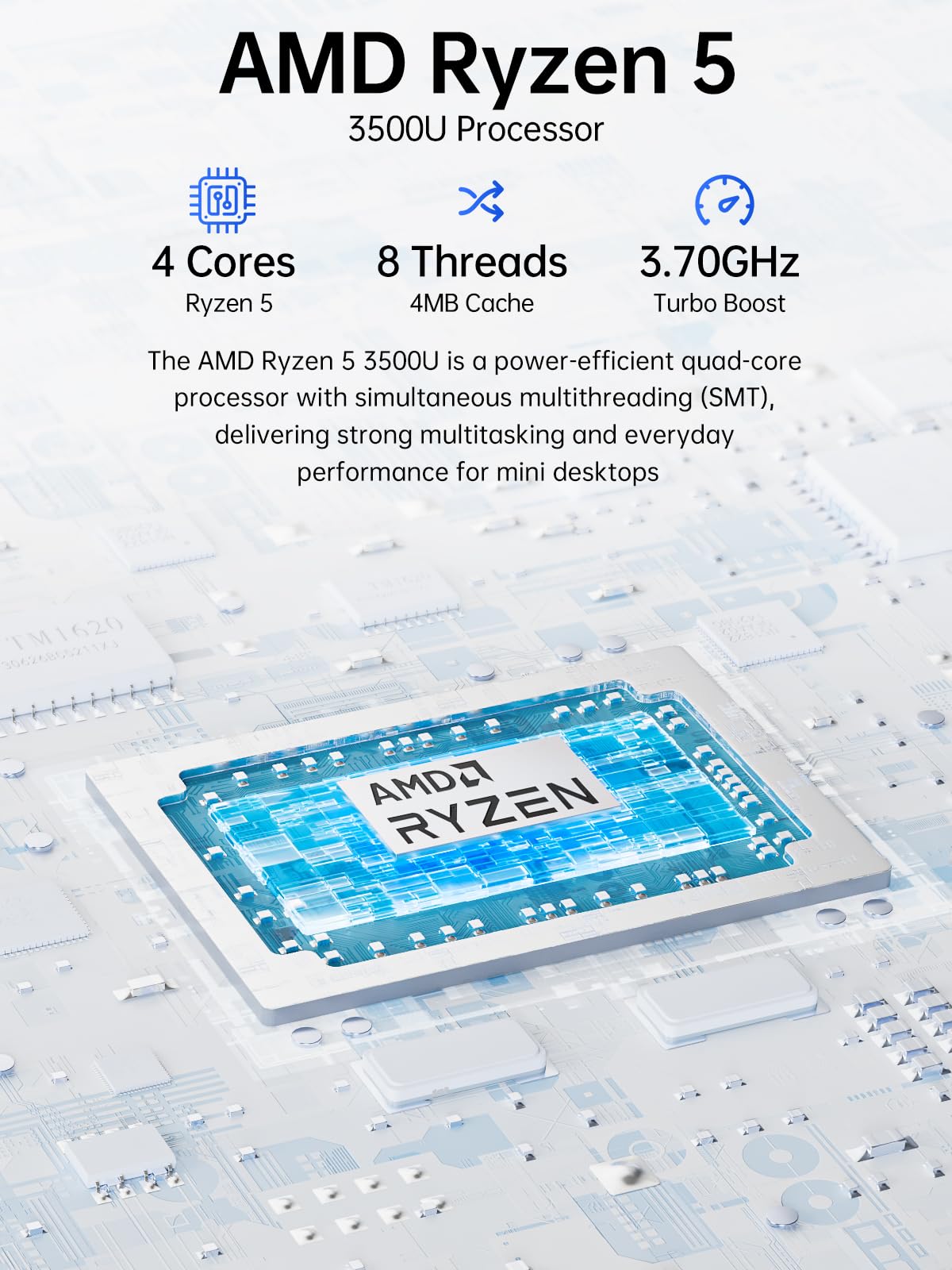 GMKtec Mini PC Computer, G10 Ryzen 5 3500U (Beats N150/N97), 16GB RAM 512GB SSD 2.5GbE NIC LAN Desktop Office Home Business HTPC Proxmox, Triple 4K Display, WiFi, BT, USB-C, DP, Type-C PD, HDMI 2.1