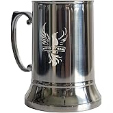 Classic Stainless Steel 20 oz Double Wall Beer Stein - Antique Metal Tankard with Grip Handle | Vacuum Insulated Beer Cup, Pint, and Coffee Mug (Silver), IHCH-BM303
