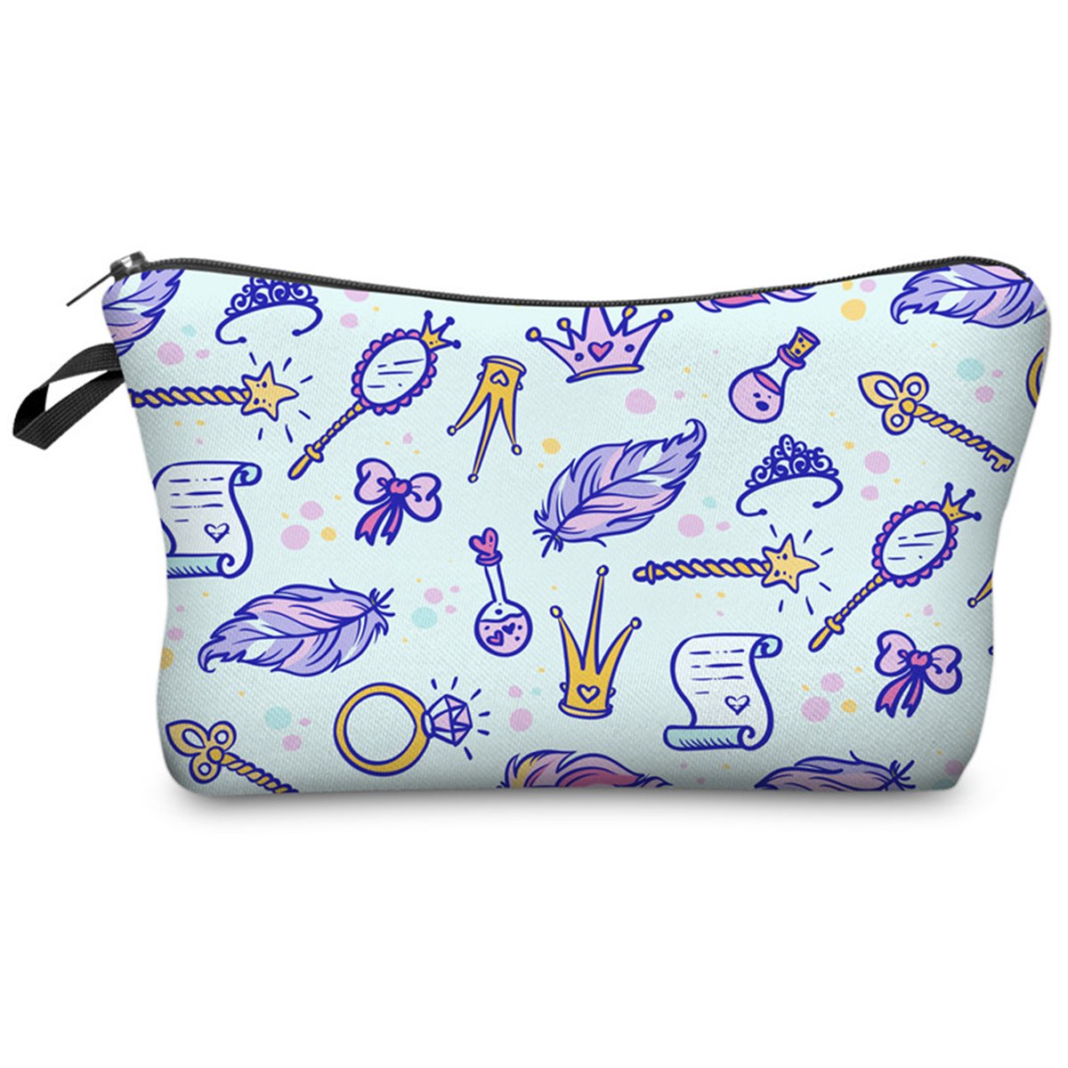PREMYO Make-Up Pouch Cosmetic Bag Toiletry All Over Printed Design Princess Fits in Handbag Ideal for Essentials Traveling Suitable as Pencil Case — image 1