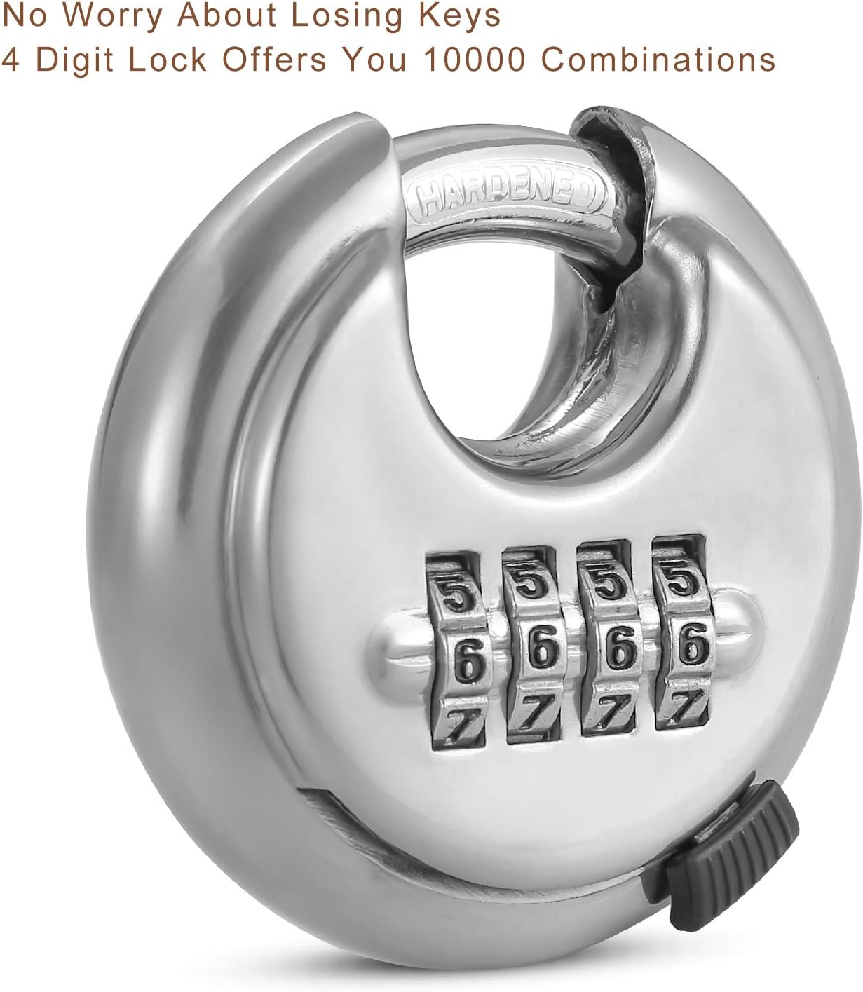 4 Digit Combination Disc Padlock with Hardened Steel Shackle Outdoor Combo Gate Lock for Sheds, Storage Unit, Garage, Fence, Trailer Tongue (2 Pack) - - 