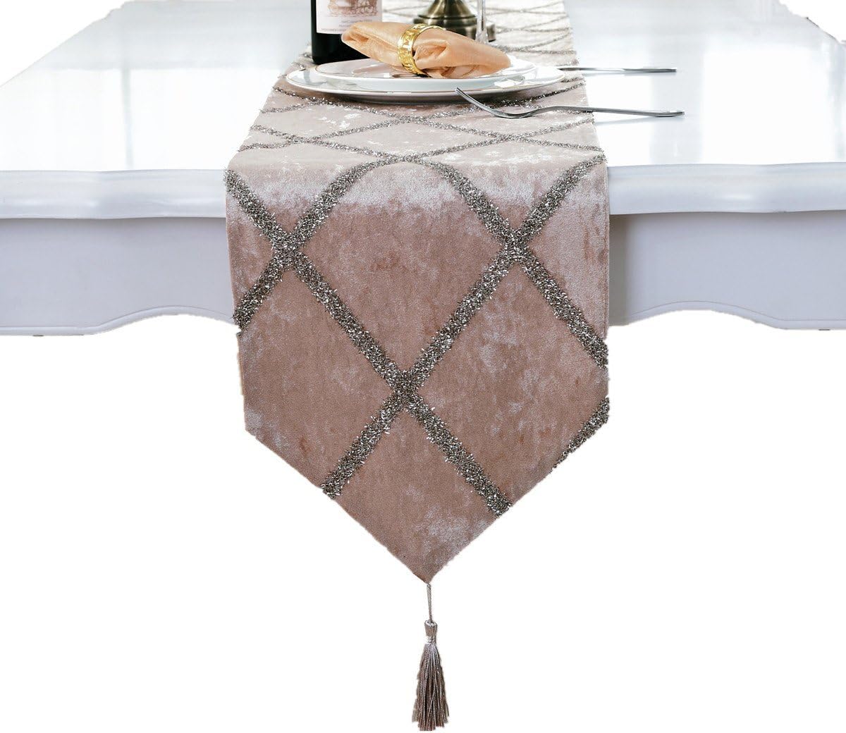 Classic Table Runner with Tassels for Wedding Christmas