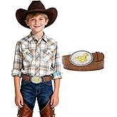AWAYTR Kids Western Belt for Boys Girls - PU Leather Cowboy Belt Adjustable Toddler to Big Kid Sizes for Jeans