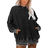 Wrenpies Oversized Vintage Hoodie for Women Cotton Loose Fit Baggy Hooded Sweatshirt Trendy Basic Acid Wash Pullover Top