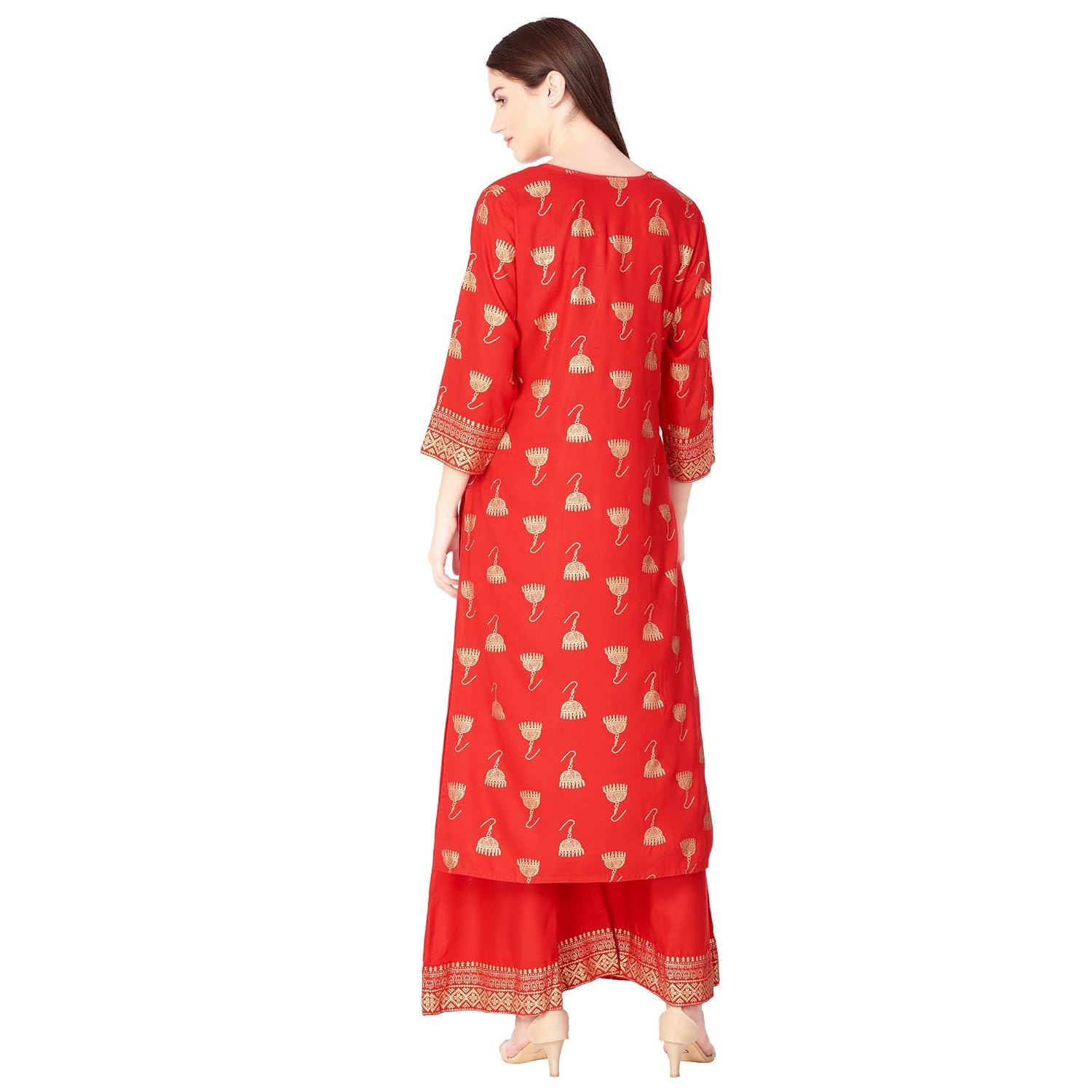 ortange women's rayon printed kurta palazzo set with premuim fabric