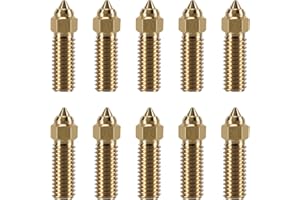 CNZTHDY 10PCS 3D Printer Extruder Nozzles Kit for K1/K1 Max/Ender 3 V3 KE, Packed High Temperature and Wear Resistance 5PCS 0.4mm, 1PC 0.2mm, 1PC 0.6mm, 1PC 0.8mm, 1PC 1.0mm and 1PC 1.2mm Brass Nozzles