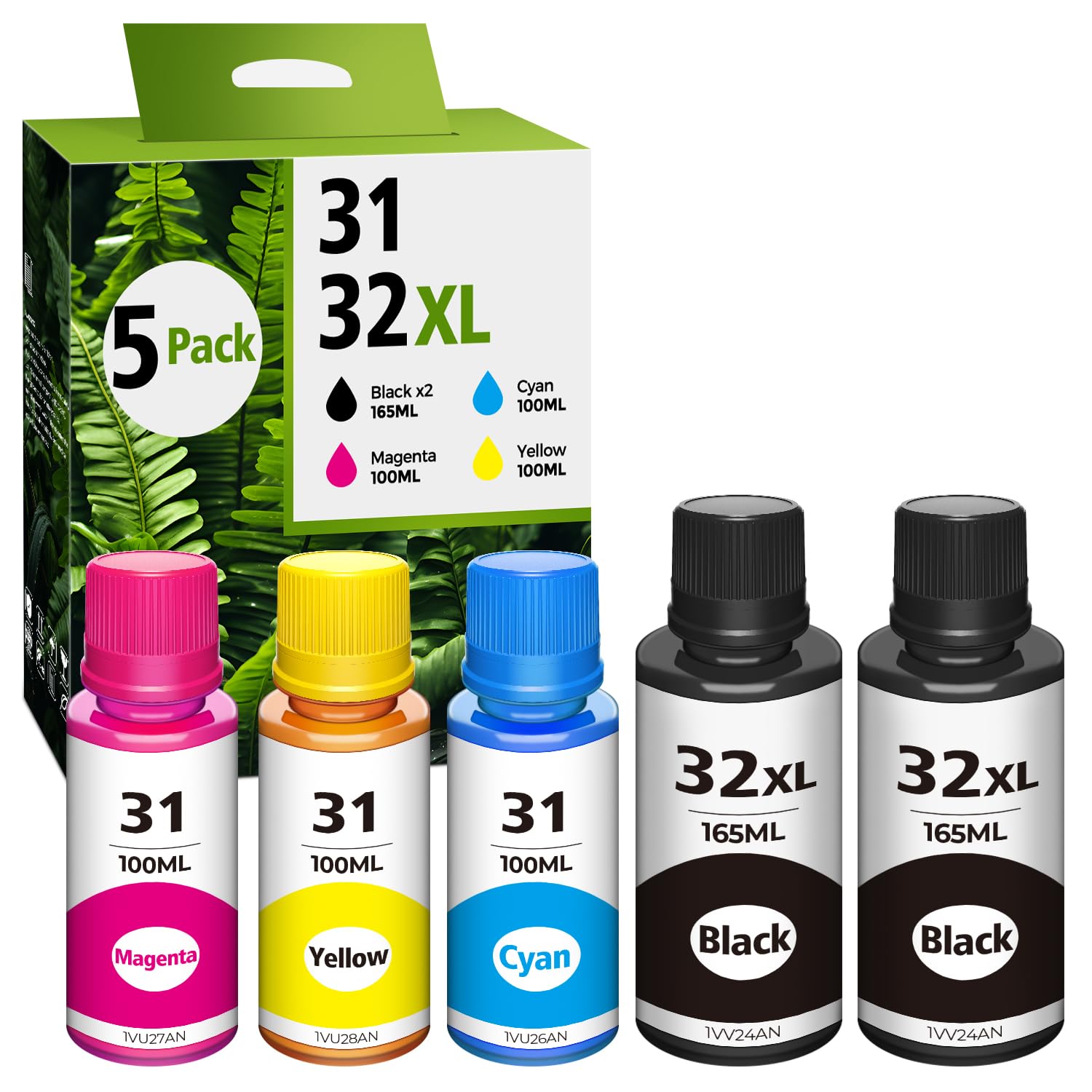 Photo 1 of 32xl Black Ink Bottle 31 Ink Smart Tank 5101 6001 5000 7602 7301 Ink Refill Compatible for HP 31 Ink Bottles Set for Ink 31 and 32xl Compatible for HP Smart Tank Ink 5101 6001 651 5102 7002 5000 7001