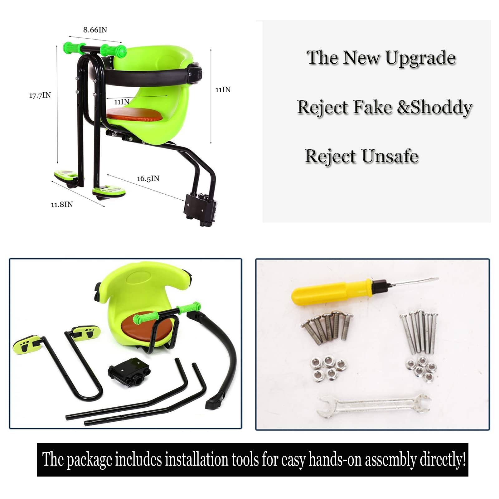 AOTENG STAR Child Bike Seat, Bicycle Seat for Kids,Toddlers and Child, Baby Carrier Seat with Foot Pedals Mountain Bike Child Seat for Kids 8 Months - 4 Years (up to 110 lbs)