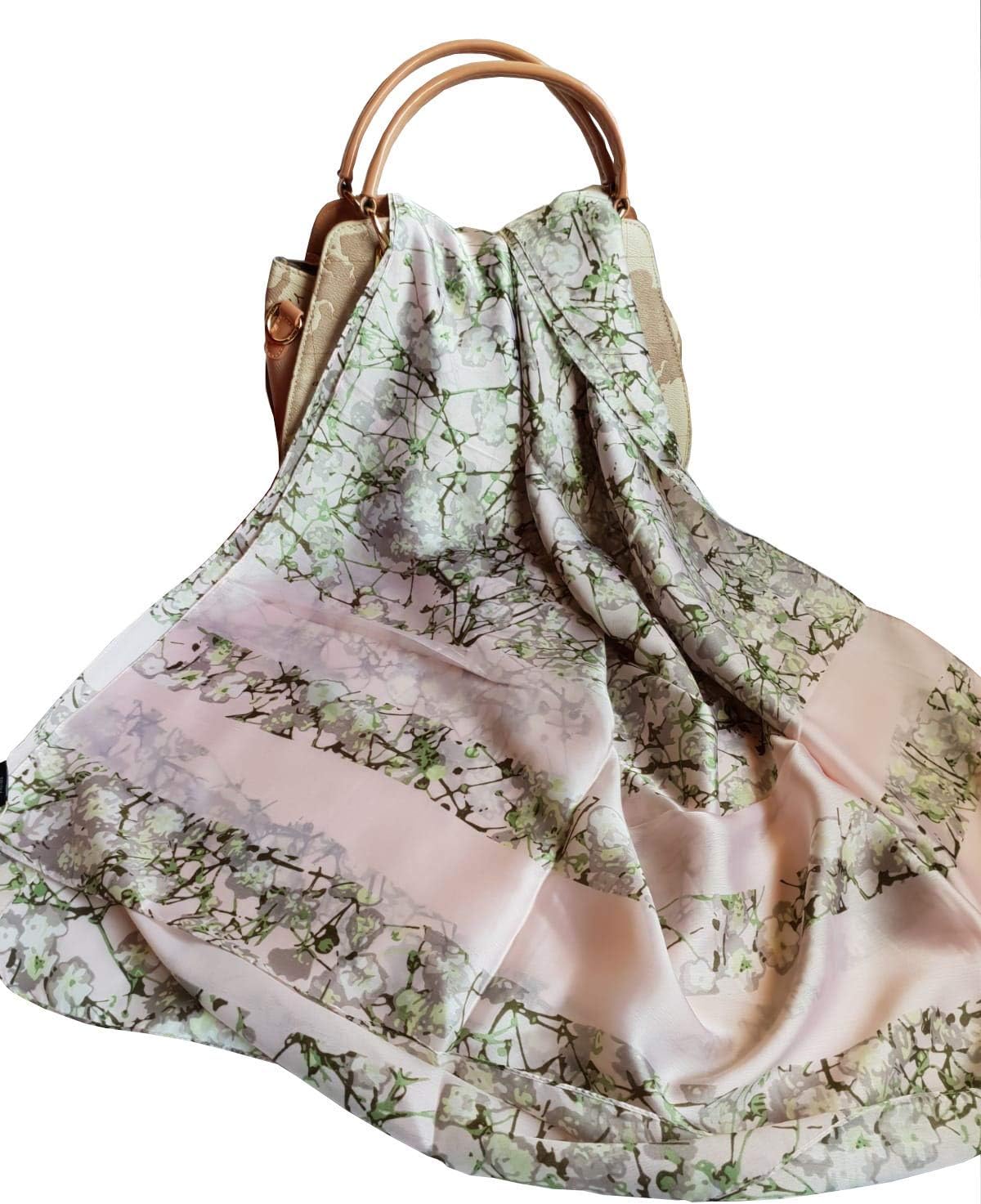 Fabrics Silk Stole Floral Light Pink