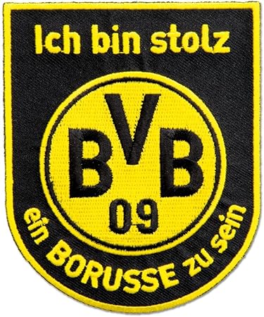 Aufnäher Borussia Dortmund Borusse - 10 cm, + gratis Aufkleber, Flaggenfritze®