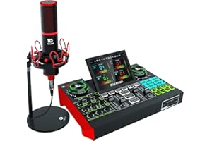 Podcast Equipment Bundle, tenlamp G10 USB Audio Interface with DJ Mixer and Sound Board, 48V XLR Condenser Microphone, Studio All-in-one Podcast Kit for Phone PC Live Streaming podcast Recording