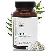 Kerala Ayurveda Organic Neem Tablets (60 Capsules) | Promotes Clear Skin, Immune Support | Liver Support Herbal Supplement, Detox Aid Containing Antioxidants for Youthful Appearance | Prop65 Compliant