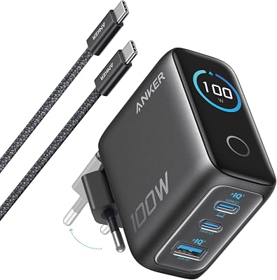 100W USB C Ladegerät, Smart Ladegerät, kompaktes 3-Port GaN Netzteil