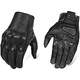 Superbike Updated Full Finger Leather Motorcycle Gloves Phone Touch Goat Skin Black Motorbike Riding Gloves (Updated,Non-Perforated, L)