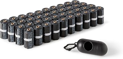 Lot de 600 sacs à déjections canines avec distributeur et clip pour laisse, non parfumés, 40 paquets de 15 sacs