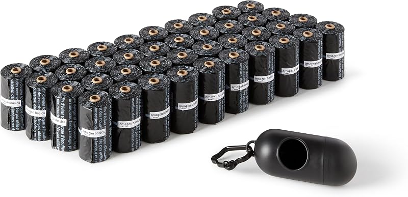 Sacchetti igienici per cani con dispenser e clip per guinzaglio, inodori, 600 pezzi (40 confezioni da 15 sacchetti)