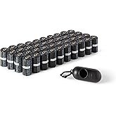 Amazon Basics Dog Poop Leak Proof Bags with Dispenser and Leash Clip, Unscented, 13" x 9", 600 Count