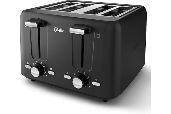 Oster 4-Slice Toaster with Bagel and Reheat Settings and Extra-Wide Slots, Black