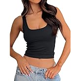 NODHUT Women's Tank Tops Basic Slim Fit Ribbed Camisole Tops Sexy Square Neck Sleeveless Going Out Summer Tops
