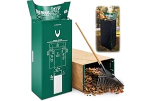 BAG BOSS Lawn & Leaf Bag Holder Stand | Fits 33-55 Gallon Paper or Plastic Yard Waste Bags | Durable, Foldable Trash Bag Holder Stand and Leaf Scoop