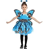 Spooktacular Creations Child Girls Butterfly Costume, Toddlers Butterfly Outfit w/Wings Headband for Kids Halloween Parties