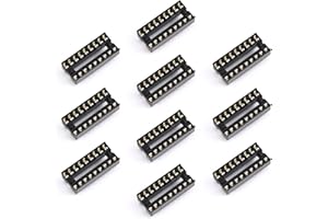 JESSINIE 10Pcs 18P IC Socket DIP Integrated Circuit IC Sockets Adaptor Solder Type 2.54mm Pitch Dual Row 18 Flat Pin