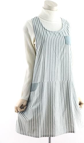 Amazon Co Jp エプロン ワンピース おしゃれ サロペット風 ストライプ 胸ポケット ａ カーキ75 エプロンワンピ 保育 制服 作業 ナチュラル ユニフォーム 女性用 かわいい シンプル ゆったり 森ガール ホーム キッチン