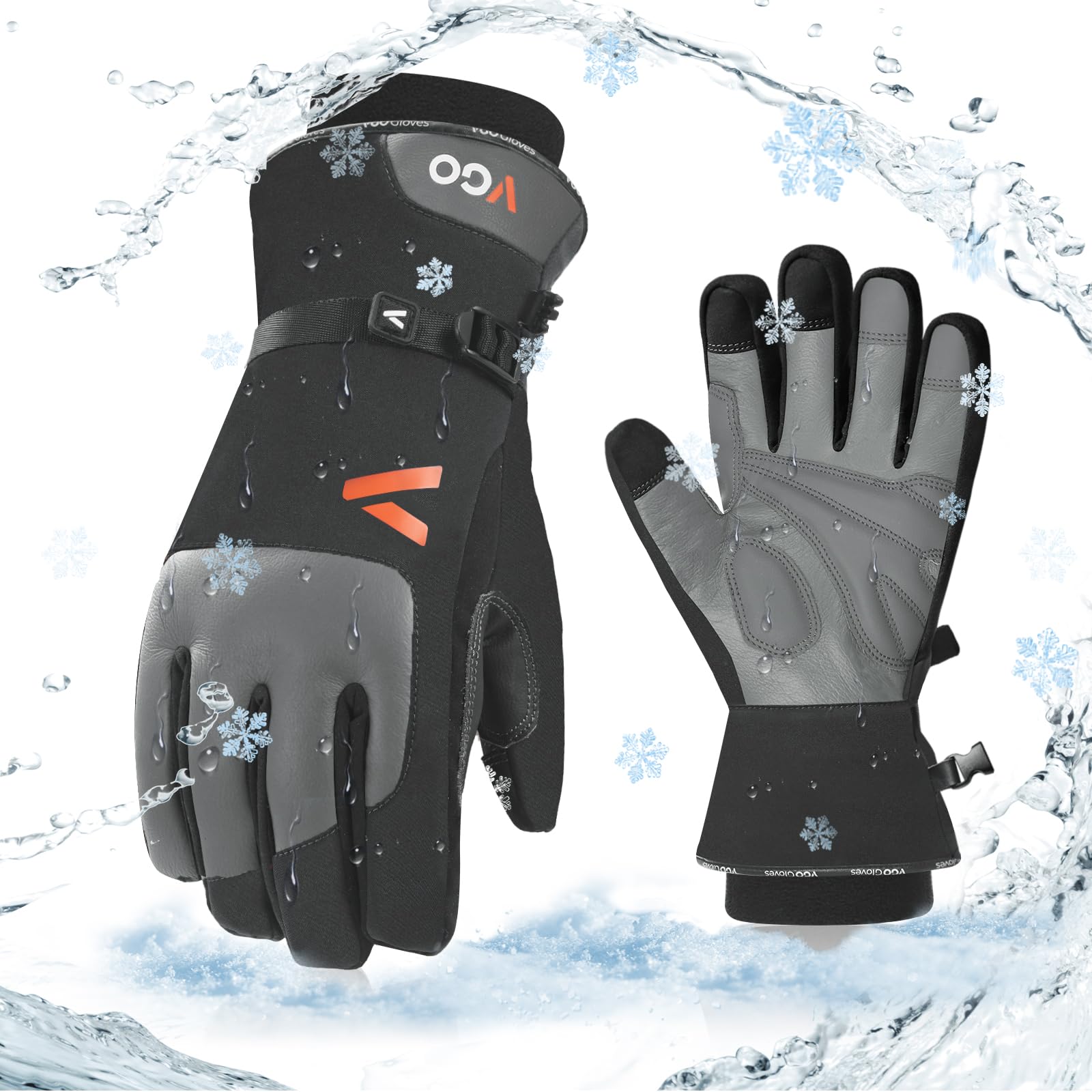 Vgo... Thermal Gloves Men Waterproof -20°C, Touchscreen for Winter Outdoor Freezer Work Walking Scooter, Cold Weather Gloves Utility with 3m Insulation Lining, 1 pair — image 1