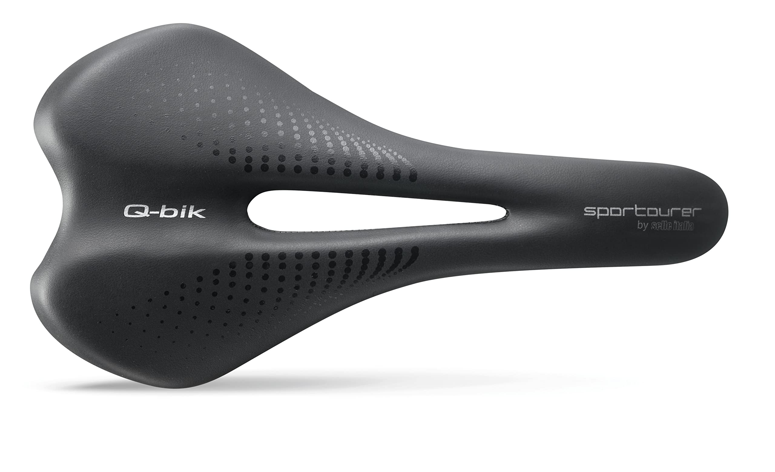Sportourer by Selle Italia - Q-Bik Flow, Soft Bicycle Saddle with a Wide Back Seat, Water Resistant and Suitable for All Types of Bikes - Black