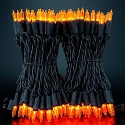 YULETIME 200 Orange LED Christmas Lights with Black