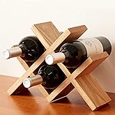 TRWISWDC Wine Rack Countertop Oak Wooden Wine Bottle Holder Rustic Free Standing Wine Storage Racks for Tabletop, Hutches and Display Cabinets - No Assembly Required (Natural)