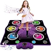 Ysityum Kids Dance Mat Toy with 2 Gesture-Sensing Wristbands - Wireless Bluetooth Light-Up 6-Key Electronic Dance Pad, 6 Games & Music Modes, Birthday Gift for Girls Boys