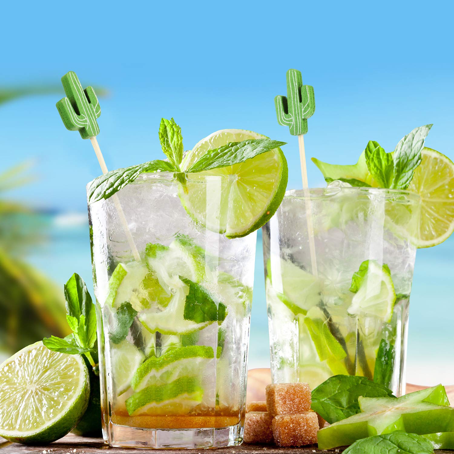 Cactus Vert 0 Pieces Choix De Cocktails 4 7 Pouces Choix De Nourriture En Bambou Cure Dents Aux Fruits Choix De Cupcakes Pour Hawaii Mariage Anniversaire Fete Sur La Plage Decoration Accessoires De Decoration