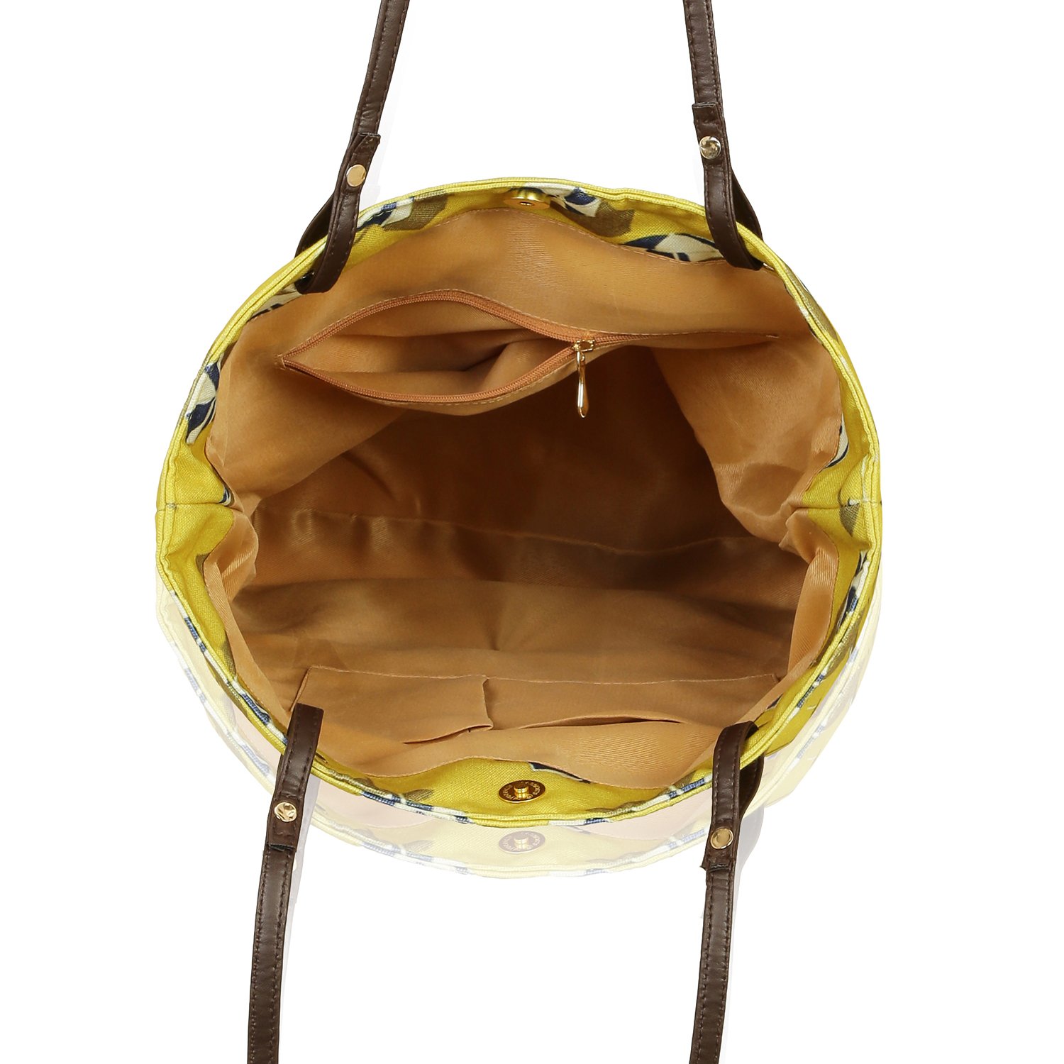 kleio women's canvas pu big stylish tote bag (yellow, 39x12x42cm, eco2009kl-umy)