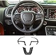 Voodonala for Challenger Steering Wheel Decoration Trim for 2015 up Dodge Challenger Charger, 2014 up Durango, 2014 up Jeep Grand Cherokee SRT8 (Carbon Fiber Grain, 3pcs)