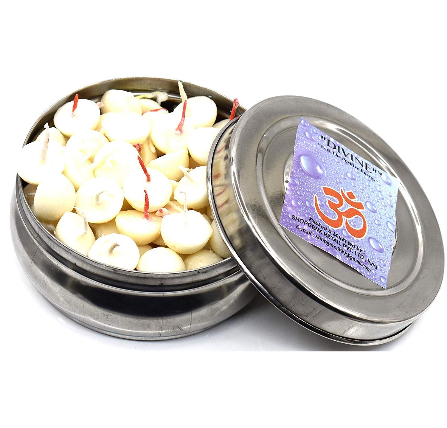 OMG Deals Pure Ghee Wicks (Pack of 100 Pcs) in Steel Box Readymade Diya Batti/puja Batti Ghee Jyot Jyoti Pujan Indian Housewarming Gift Items Diwali Diya Cotton Wicks