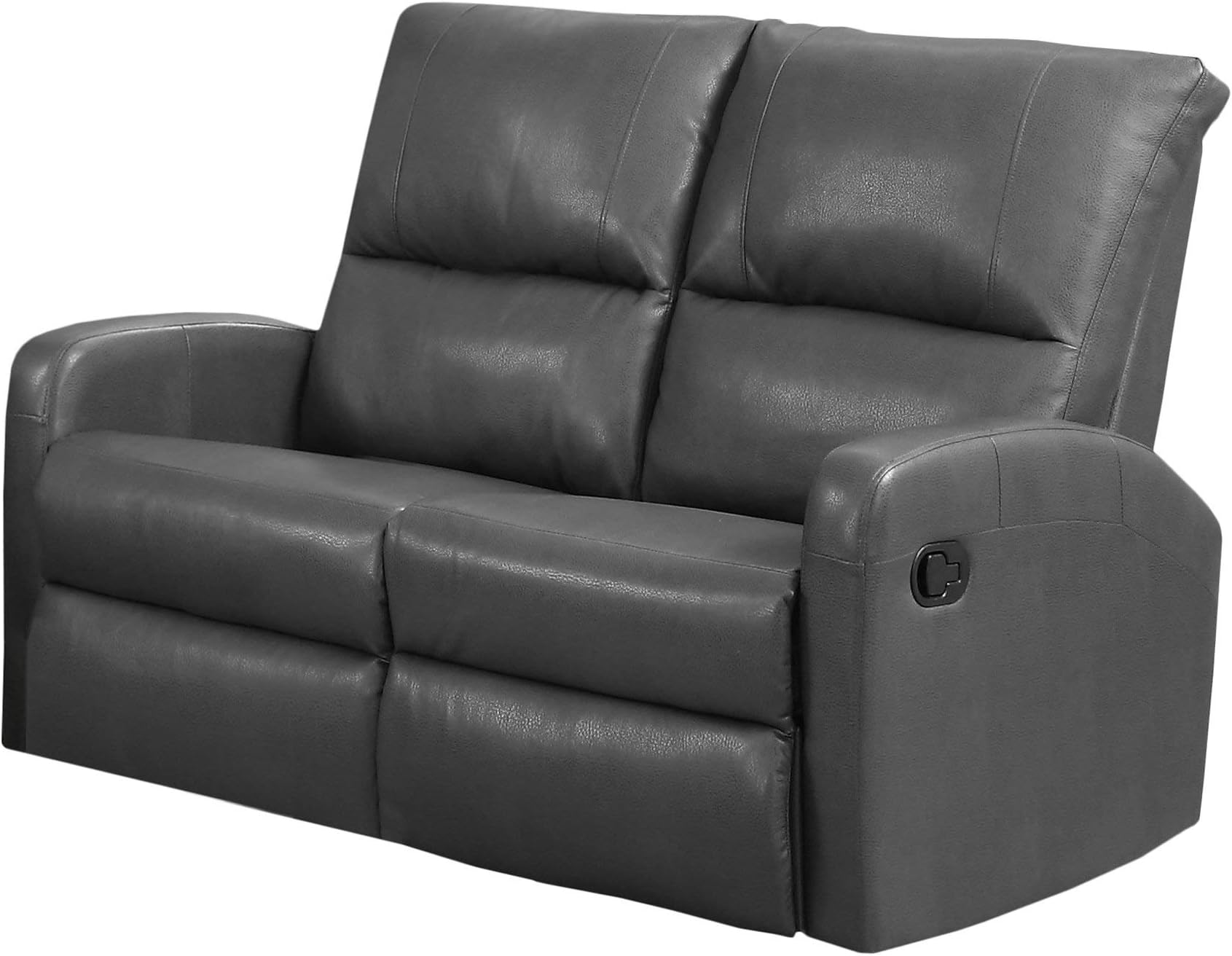 Monarch Specialties Reclining Loveseat in Charcoal Grey Bonded Leather