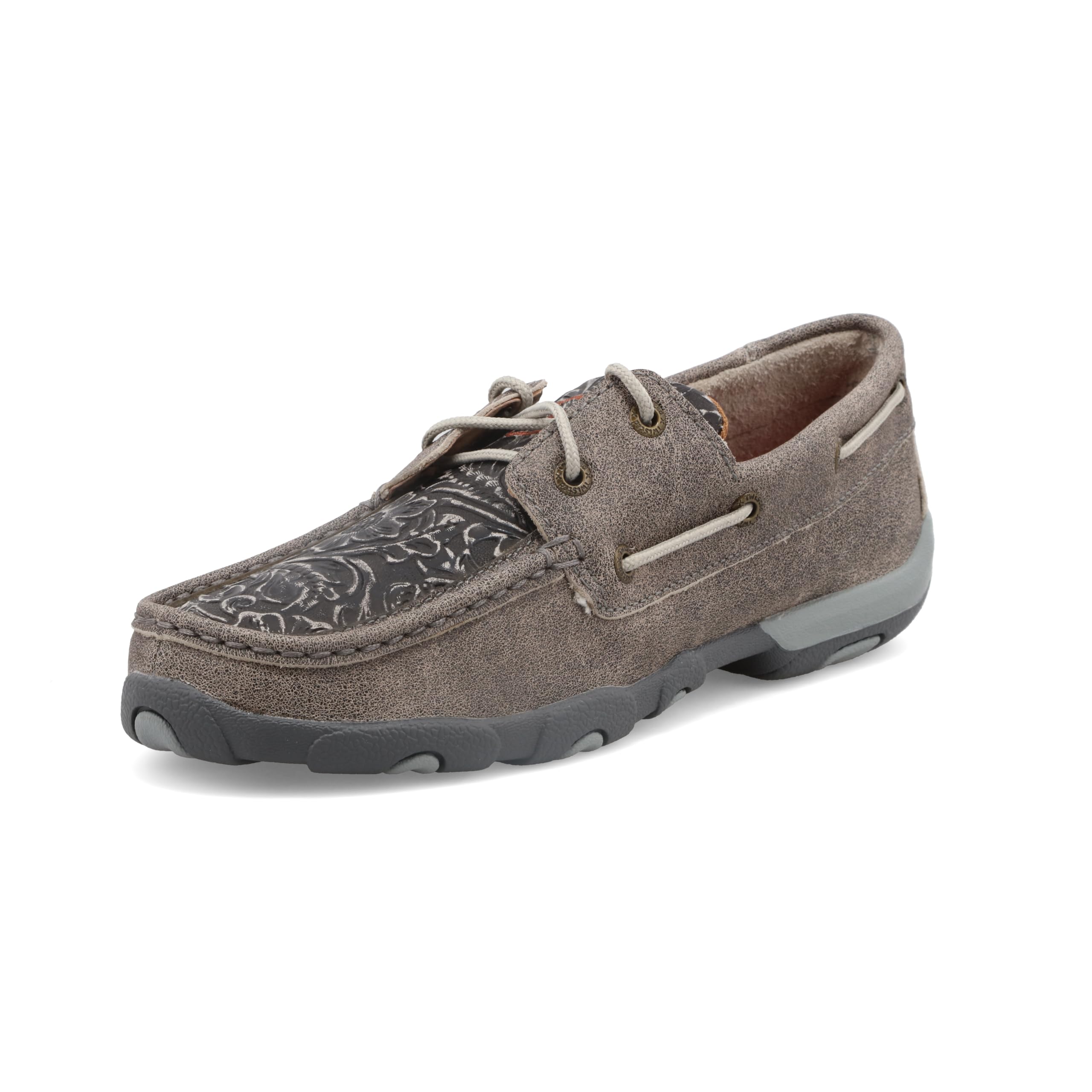 Twisted X Women's Boat Shoe Driving Moc, Moc Toe, Grey & Tooled, 8.5 M Image
