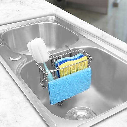 Aiduy Kitchen Sponge Holder, Sink Caddy Brush Dishwashing Liquid Drainer  Rack Stainless Steel