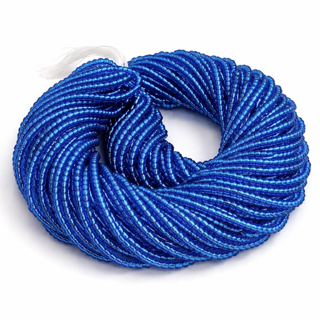 Perlin Rocailles Beads 2 mm Preciosa Ornela Czech 9000 Pieces CZ Glass Beads 11/0 24 on Multiple Strands (Sapphire Blue Silver Insert) — image 1