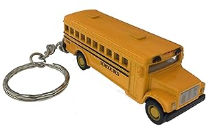 KINSMART KiNSFUN Classic Long Nose School Bus 2½" Die Cast Metal Pull Back Action Mail Box Keychain